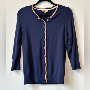 Fervour ModCloth Cardigan Size Medium Navy Blue and Gold Button Front